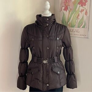 Dollhouse Brown Puffer Jacket Belted Y2K Small Winter Comfort Utility